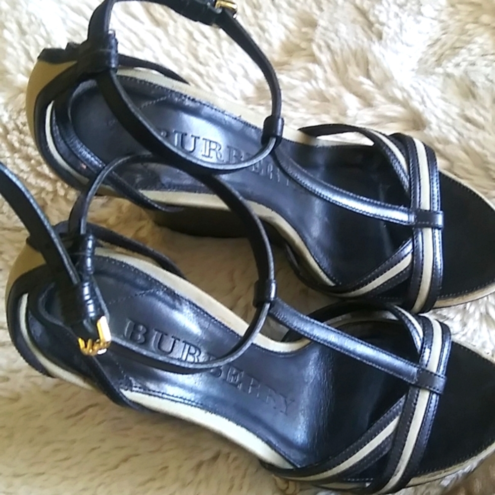 SOLD. Authentic Burberry Wedge Platform Shoes